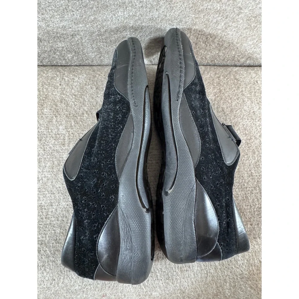 Stuart Weitzman Easy Straps Sneakers Women 8 Black Suede Leather Velcro Low Top